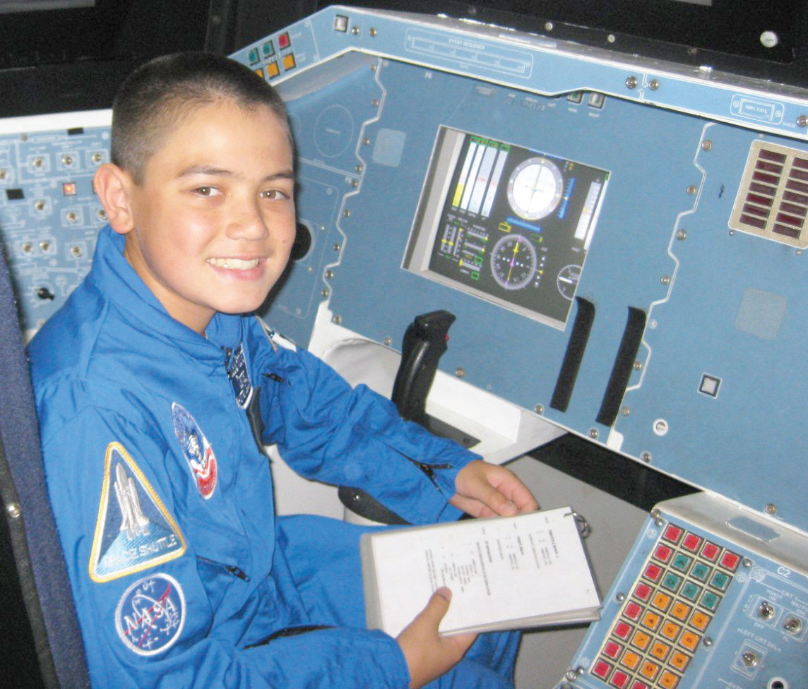 child in space child in simulated space shuttle
