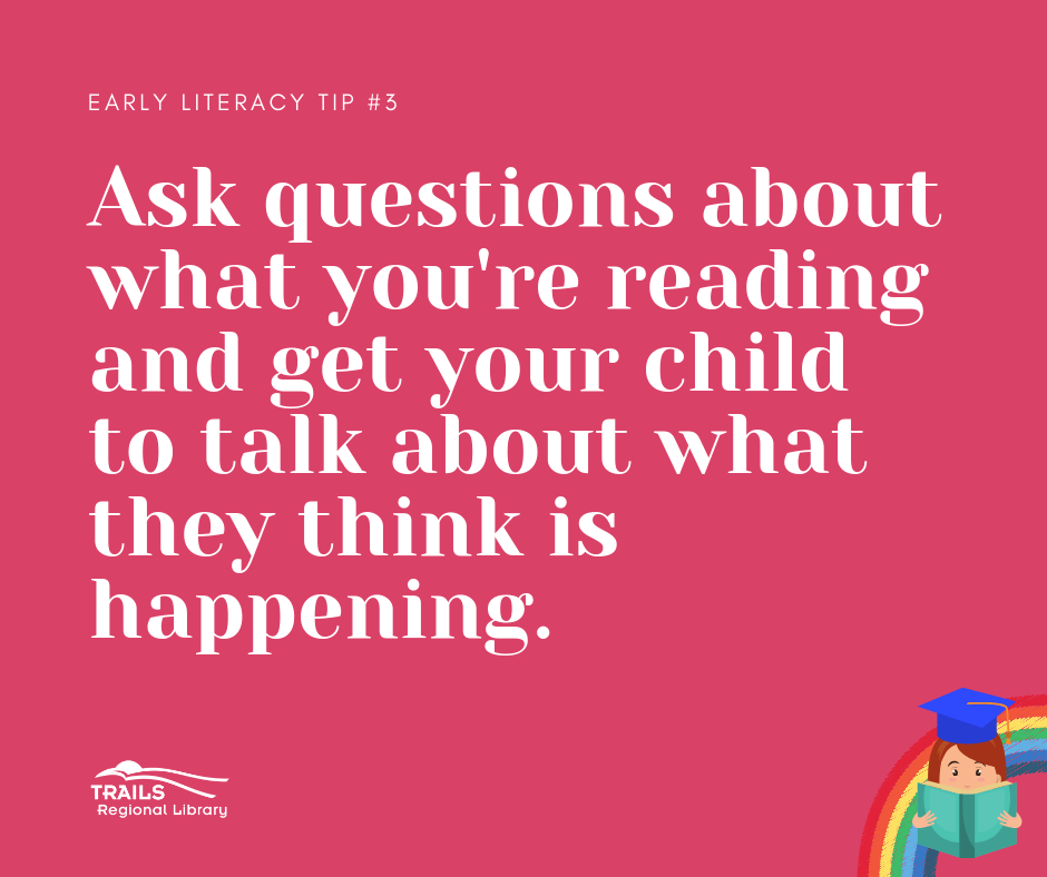 pink block with text ask question about reading