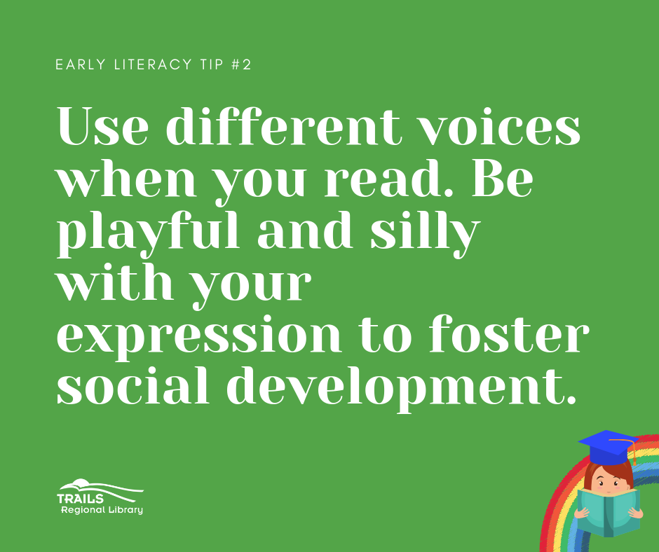 green block with text use voices when reading