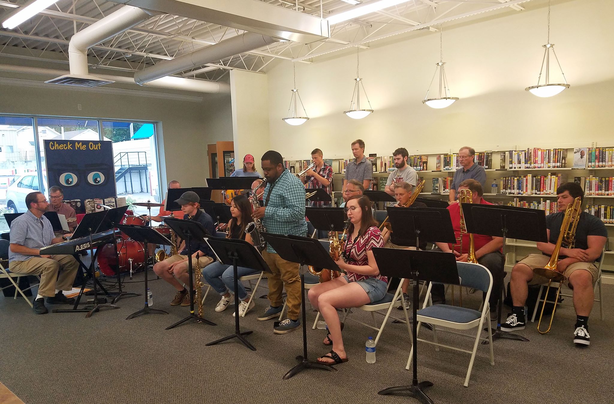 jazz band playing in library